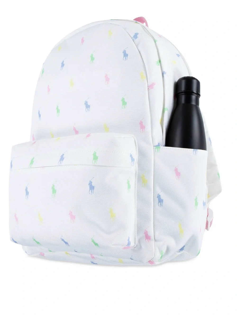 New Authentic Polo Ralph Lauren White Candy Backpack Girls 17in Bottle Pocket